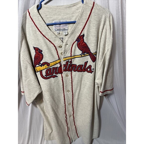 Vintage Cardinals Mark Mcgwire #25 Mirage Baseball Jersey Mens XXLKhaki Stitched - Picture 1 of 3